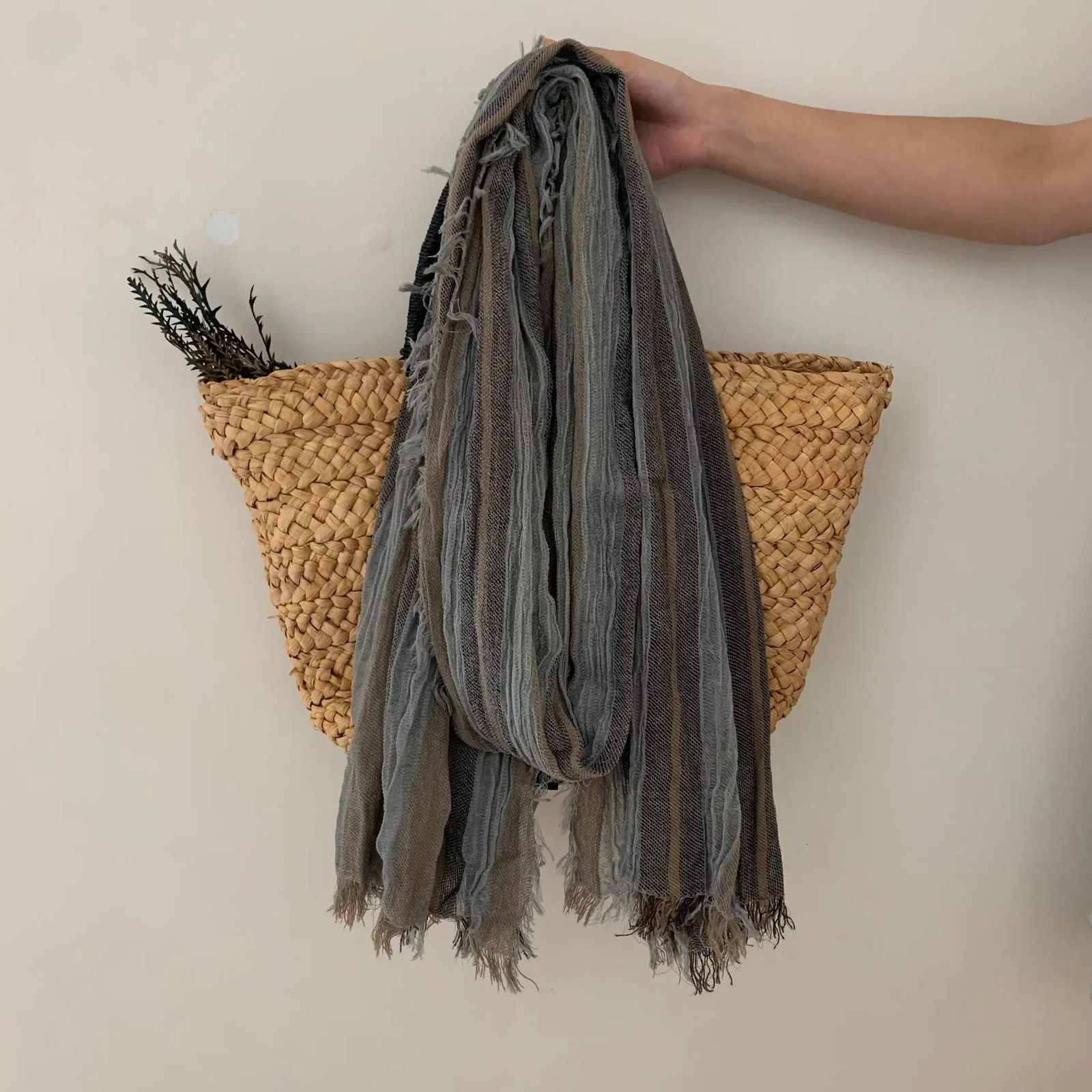 Cotton Linen Tie-dye Striped Mens Scarf Autumn Winter Warm Men Scarves Tassel Long Shawl Male Accessories Bufanda Wraps 250514