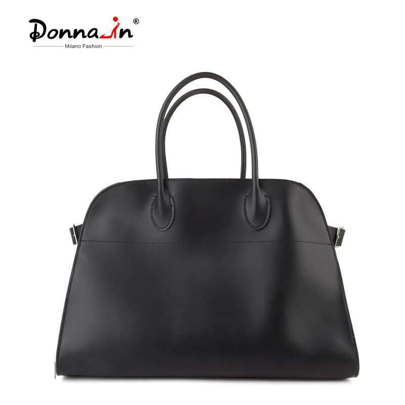 Donna-in First Layer Cowhide Handbag Genuine Leather Women Commute Casual Top Handle Bag Large Capacity