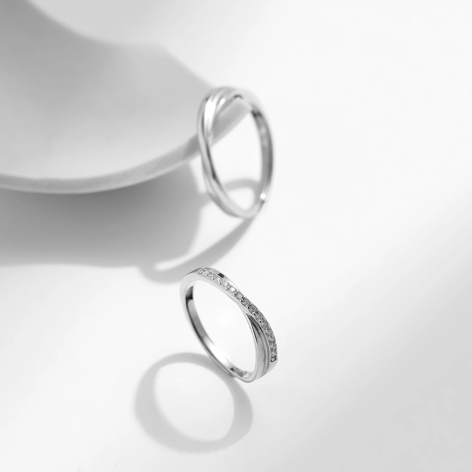 MODIAN 925 Sterling Silver Lines Twining Romantic Adjustable Couple Rings For Women Classic Wedding Engagement Fine Jewelry 250515