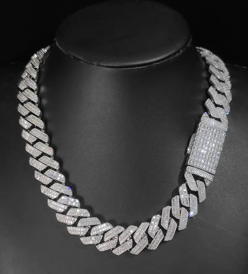 hip hop gold plated stainless steel jewelry party outfit gift10MM20mmwide 2 rows dia necklace designer for men high quality cuban k chain rock rapper