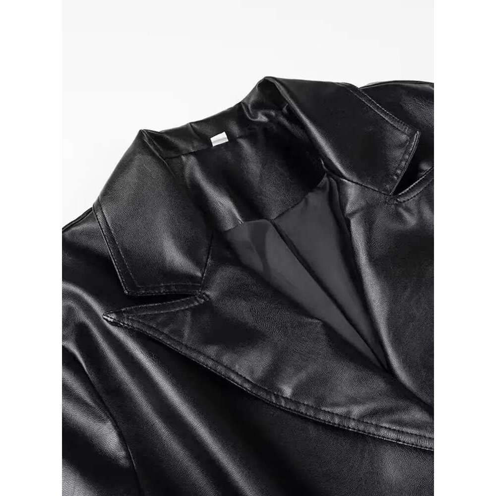 Longer Pu Leather Jacekts Outerwear Female Fashion Jackets With Belt Wy2262