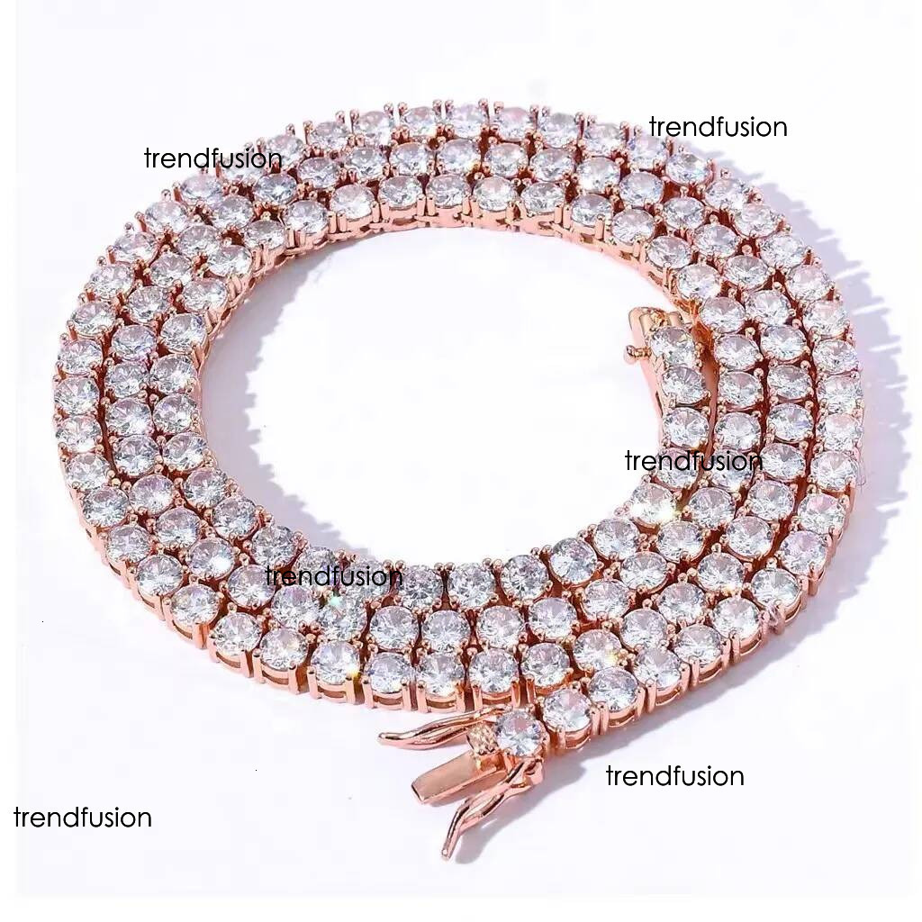 necklace moissanite chain Custom Sier Real White 5mm Moissanite Dia Tennis Gold Chain Necklace