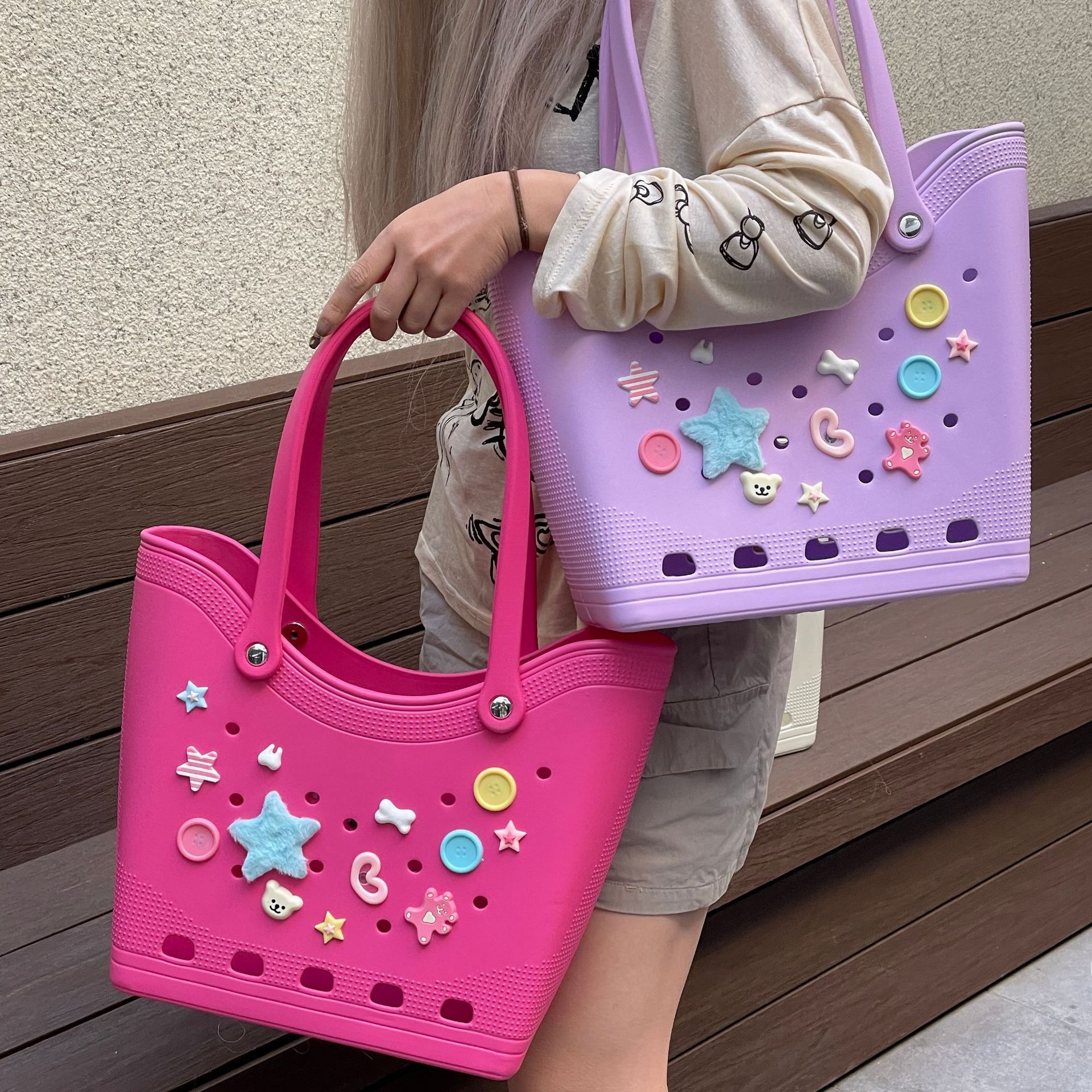 EVA Cave 2025 New Fashionable Seaside Waterproof Beach Outdoor Large Capacity Tote Bag Single Shoulder