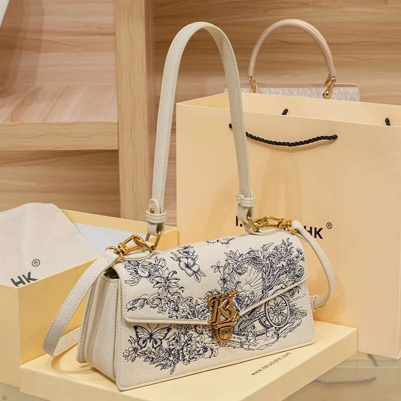 Women's Handbag, Underarm Women's 2024 New Summer High-End Designer Bag, Embroidered Single Shoulder Crossbody Bag