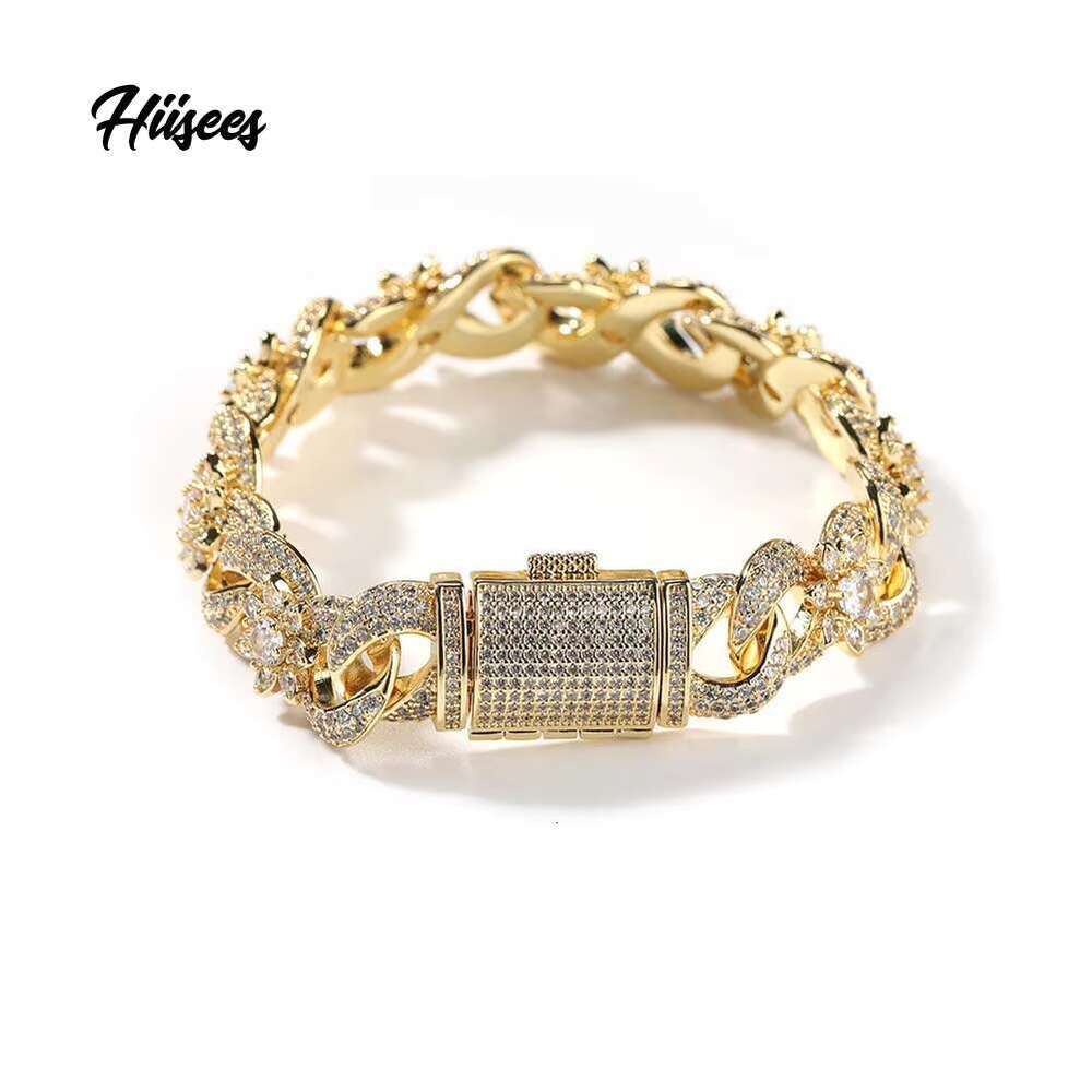 DHCollections Classic Minimalist 14.5mm Link Chunky Sier Zircon Men's Iced Out Infinity Cuban Bracelet