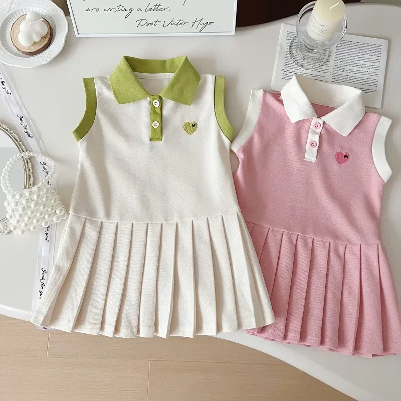 Children Dress Spring Summer Turn-Down Collar Kids Clothes Fashion Toddler Baby Girls Clothing Summer Dress Girl Clothes 250515