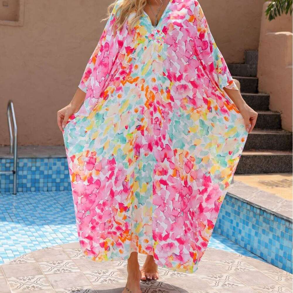 New European American style cotton beach cover for vacation, loose and sun resistant bikini robe, 2025 new casual fashion trend clothing