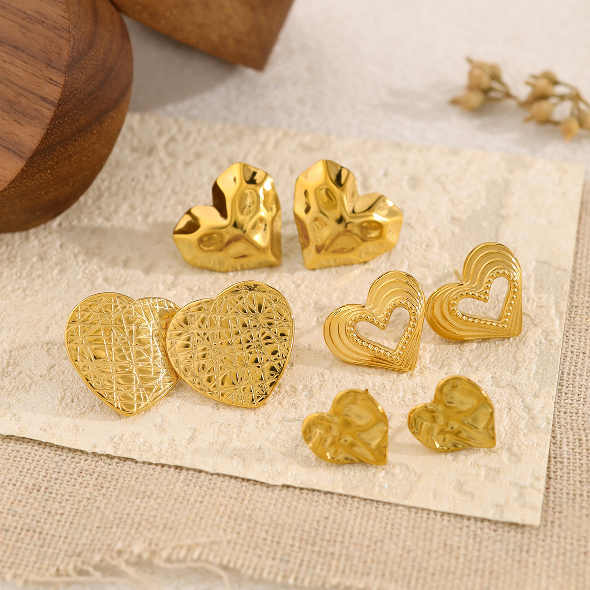 Chic & Durable Ladies' Accessory: Premium Unusual Heart Formed Hoop Earrings Set
