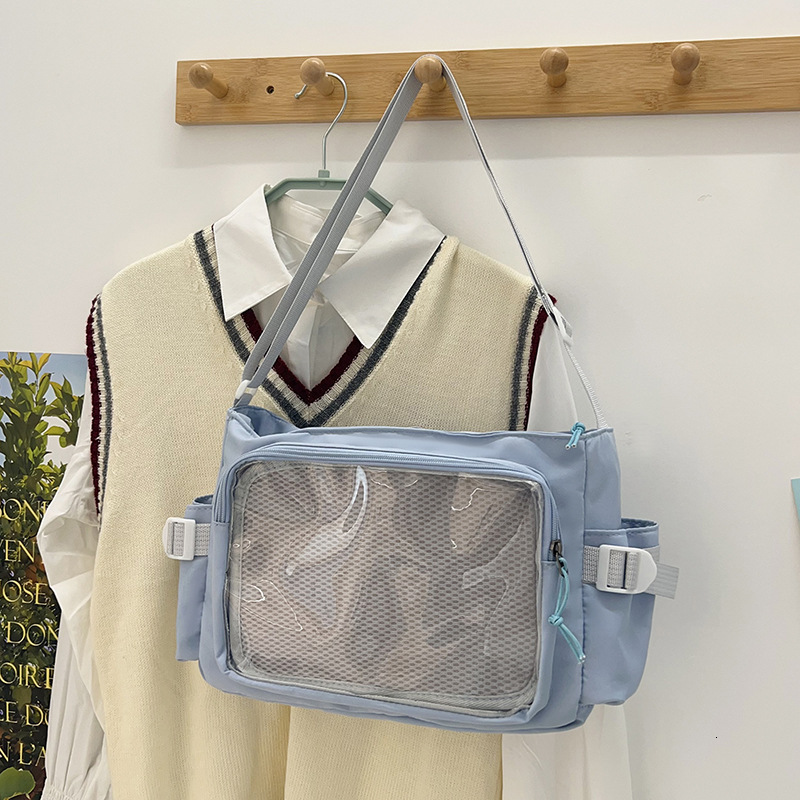 Free Delivery Designer Bag Ins Transparent 2025 Makeup Class Large Capacity College Student Girl Versatile Crossbody Cute Mailman Luxury Bag