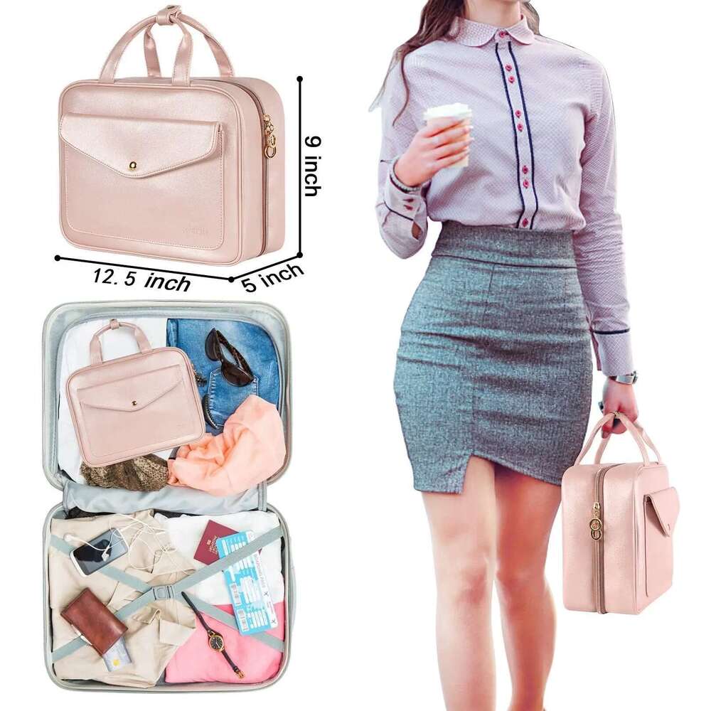 Large Capacity PU Leather Makeup Travel Tote Waterproof Toiletries Storage Bags Ladies Cosmetic Bag Organizer