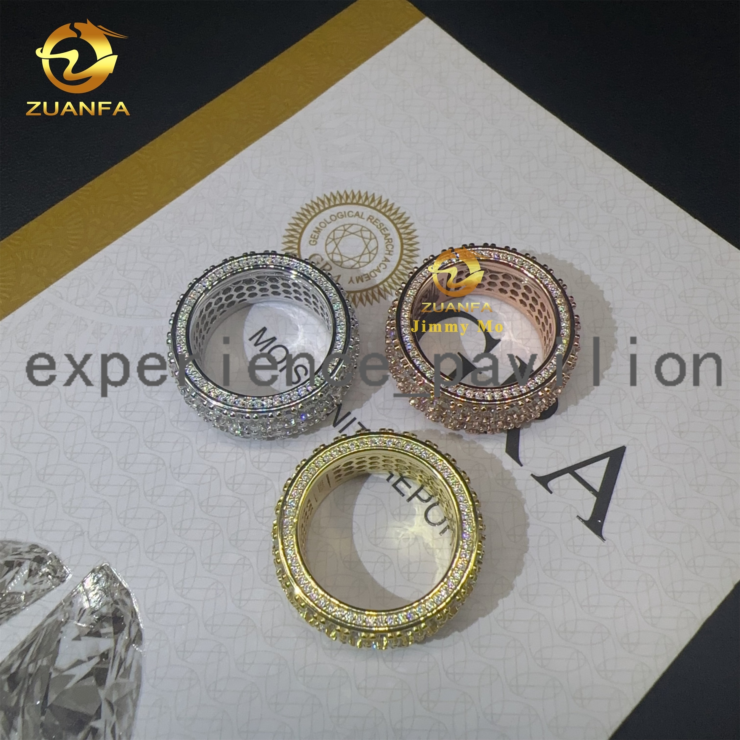 New Arrivals Luxury Jewelry Pass Diamond Tester 925 Sterling Silver Fully Iced Out VVS Moissanite Diamond Eternity Band Ring