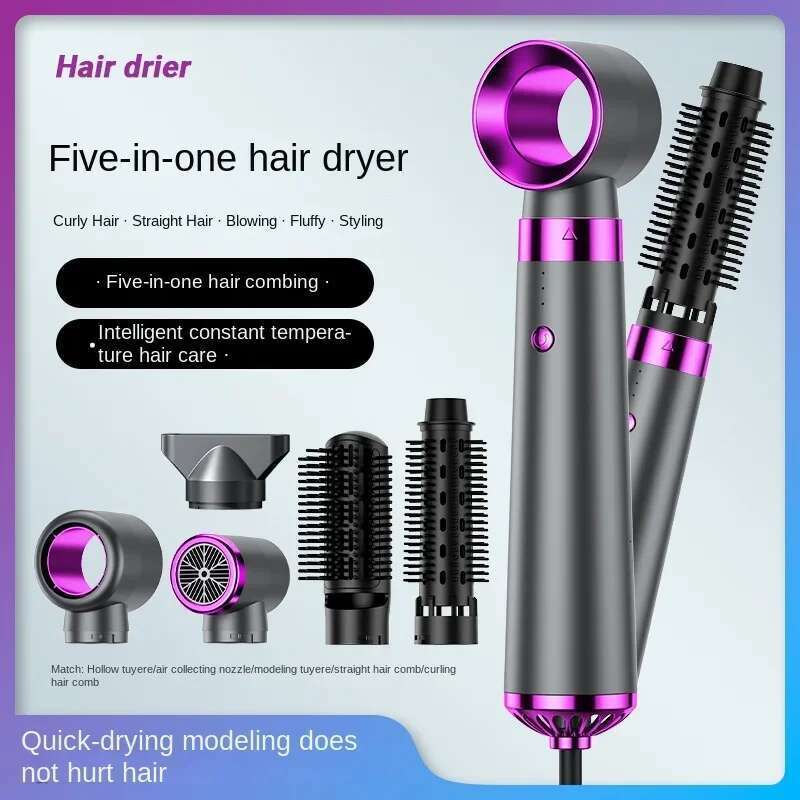 Hot Air Styler Comb 5 in 1 Dryer Automatic Curler Professional Hair Straightener for Household