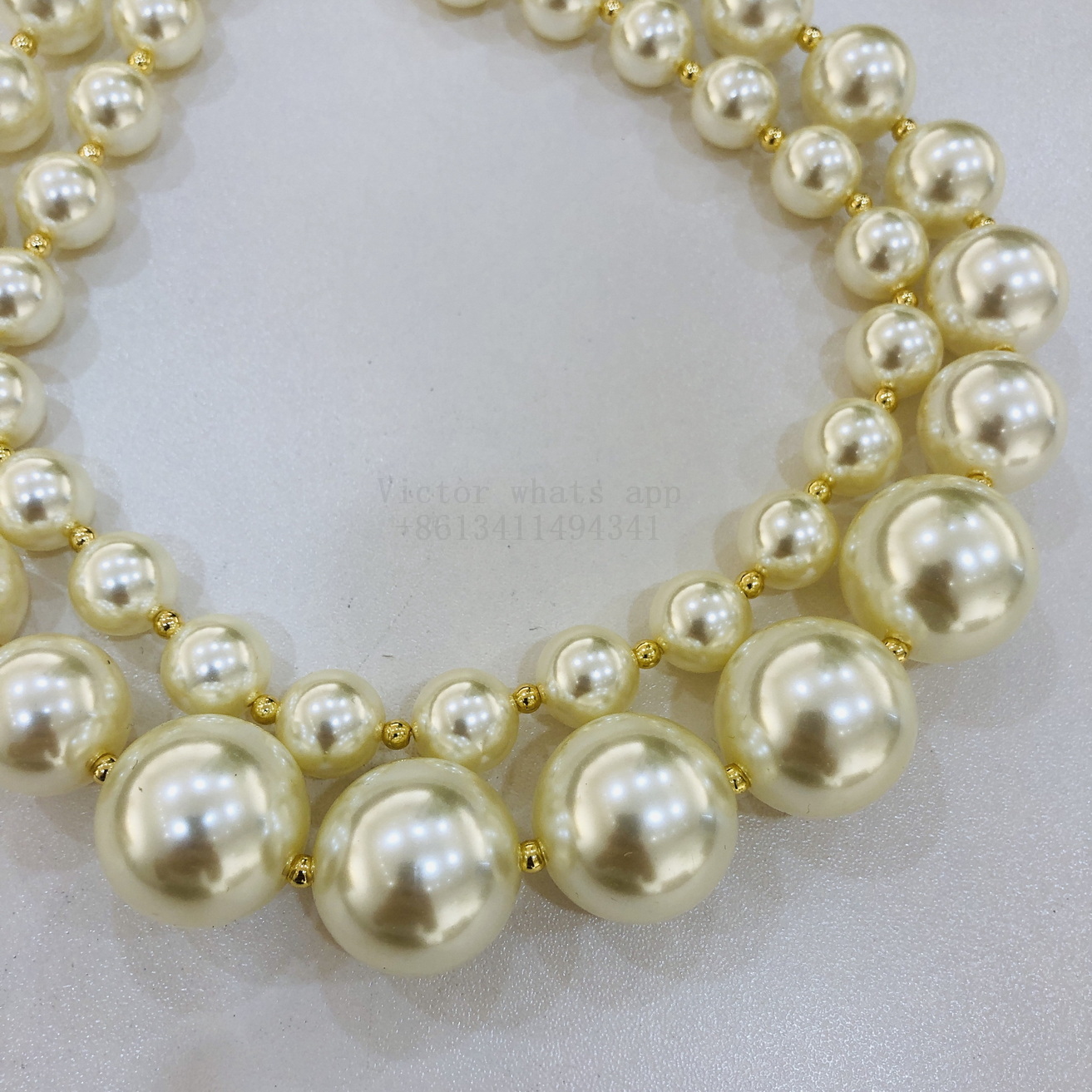 BIG pearl necklace for women double Top quality chain reinforced inner ring length 42+5CM Wholesale price customize You brand Pearl Necklace 004