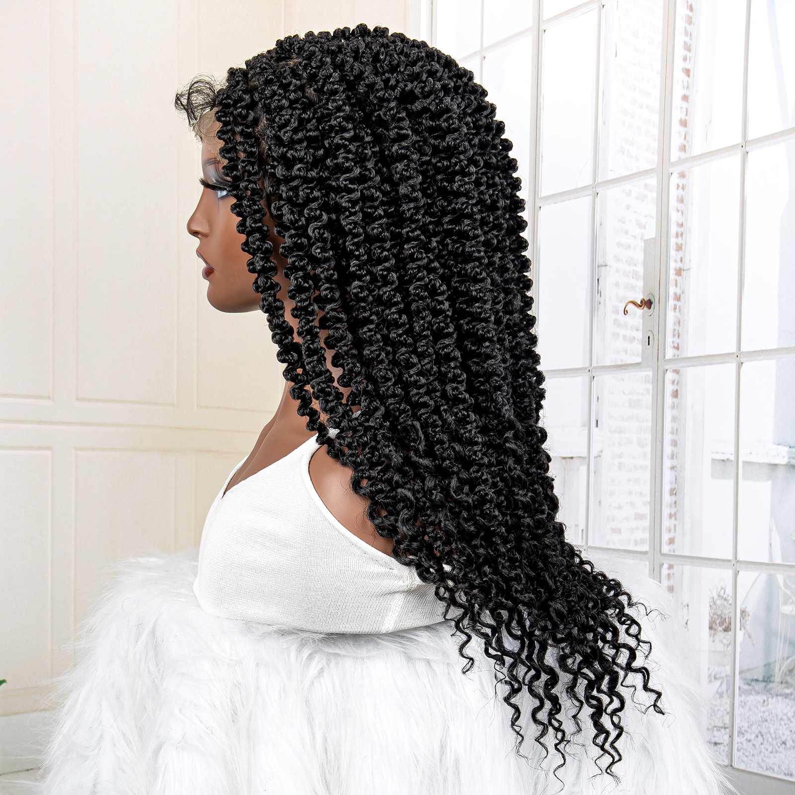 18 Inch Twist Braided Wigs Synthetic Full Lace Braided Lace Wigs Knotless Box Braided Wigs with Baby Hair for Black Women