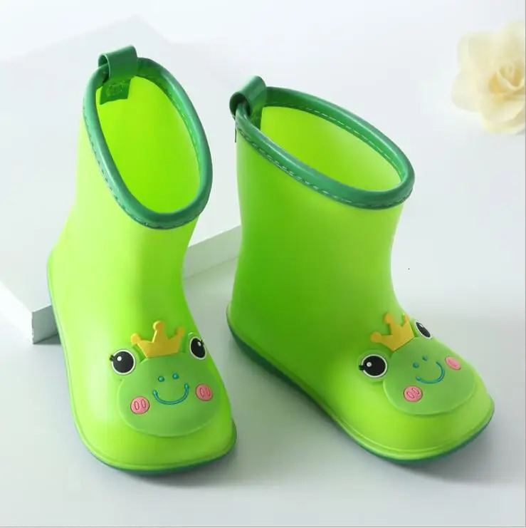 Wide Round Toe Classic Children Rainboots Baby PVC Rubber Waterproof Kids Water Shoes Lovely Cartoon Rain Boots Platform 250515
