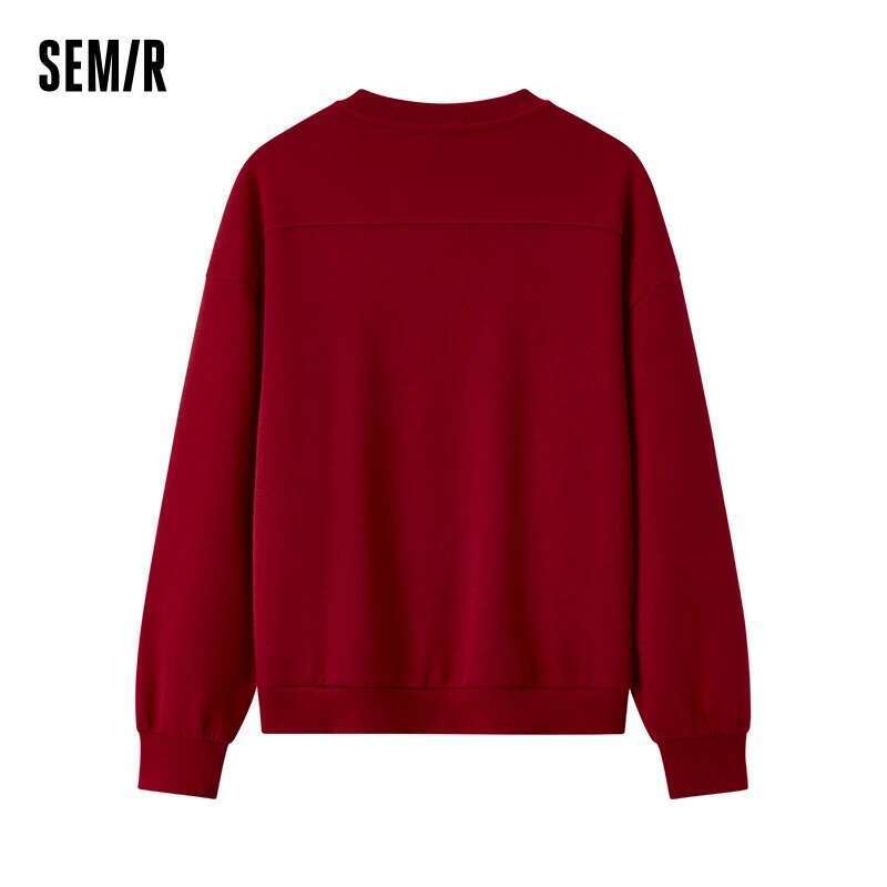 Semir Hoodie Women Design-Featured Embroidered Loose And Lazy 2025 New Spring Round-Neck Drop-Shoulder Pullover Fashionable Designer