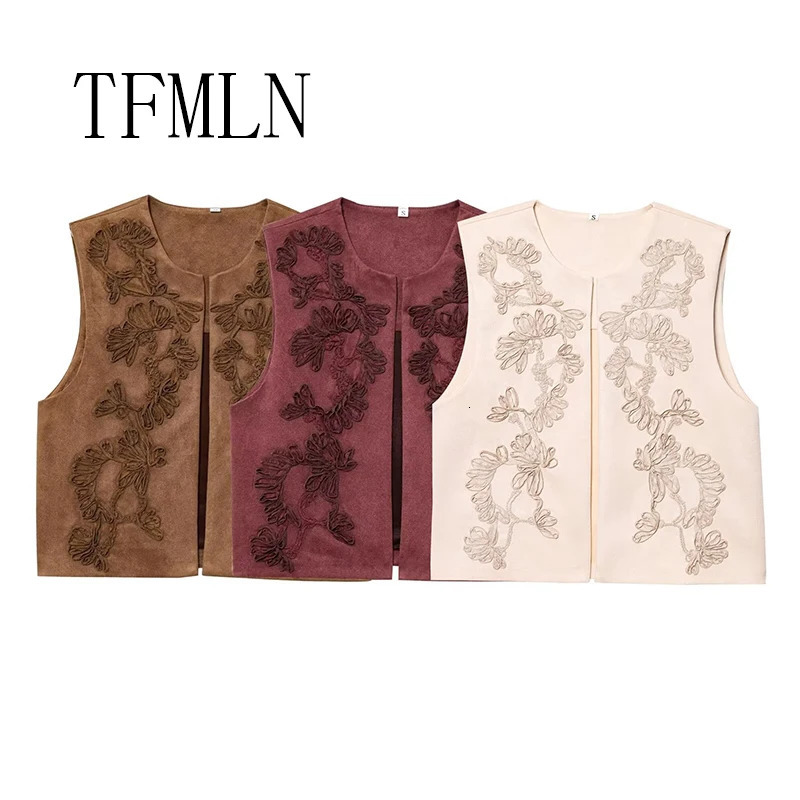 TFMLN Women Fashion y Vest Tops Casual Sleeveless Waistcoat Female Spring Chic High Street Outwear 250515