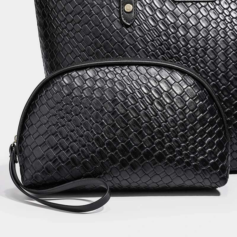 Fashion English Letter Handbag Women PU Leather Tassel Top-Handle Shoulder Bag Large Capacity Lady Tote Design Purse
