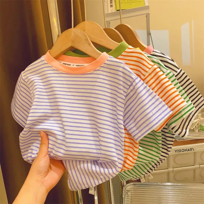 Baby Short Sleeve T Shirt Cotton Infant Striped T Shirt Summer Boy Girl Clothes Baby Cute Striped Tops Kids Tee 250515