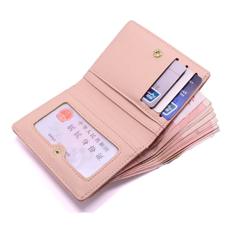 Womens simple letter bifold short wallet thin solid color versatile credit card holder casual and fashionable clutch 250514