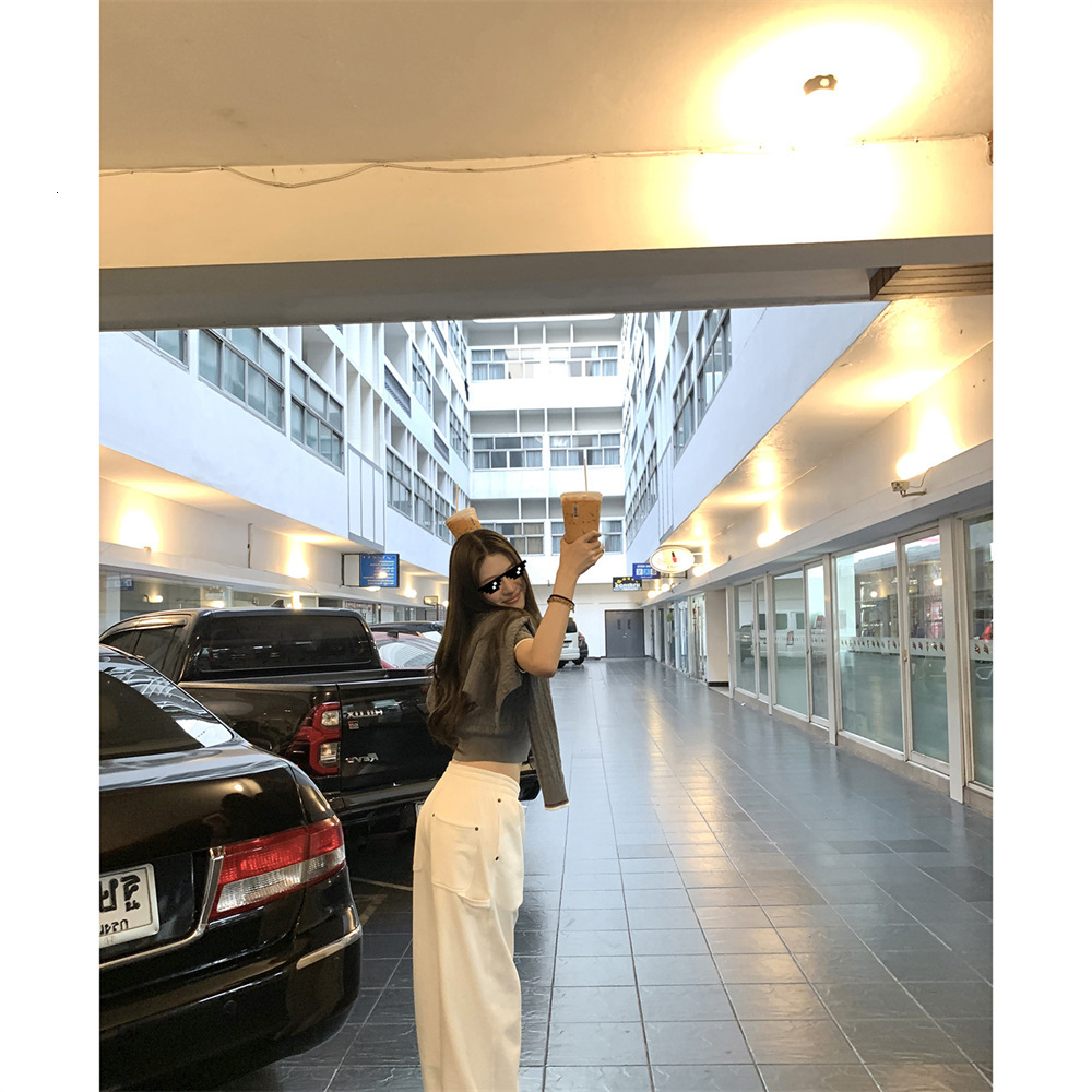 WANANTONG Day wear!! Love to wear fashionable workwear straight leg casual sweatpants womens spring every day