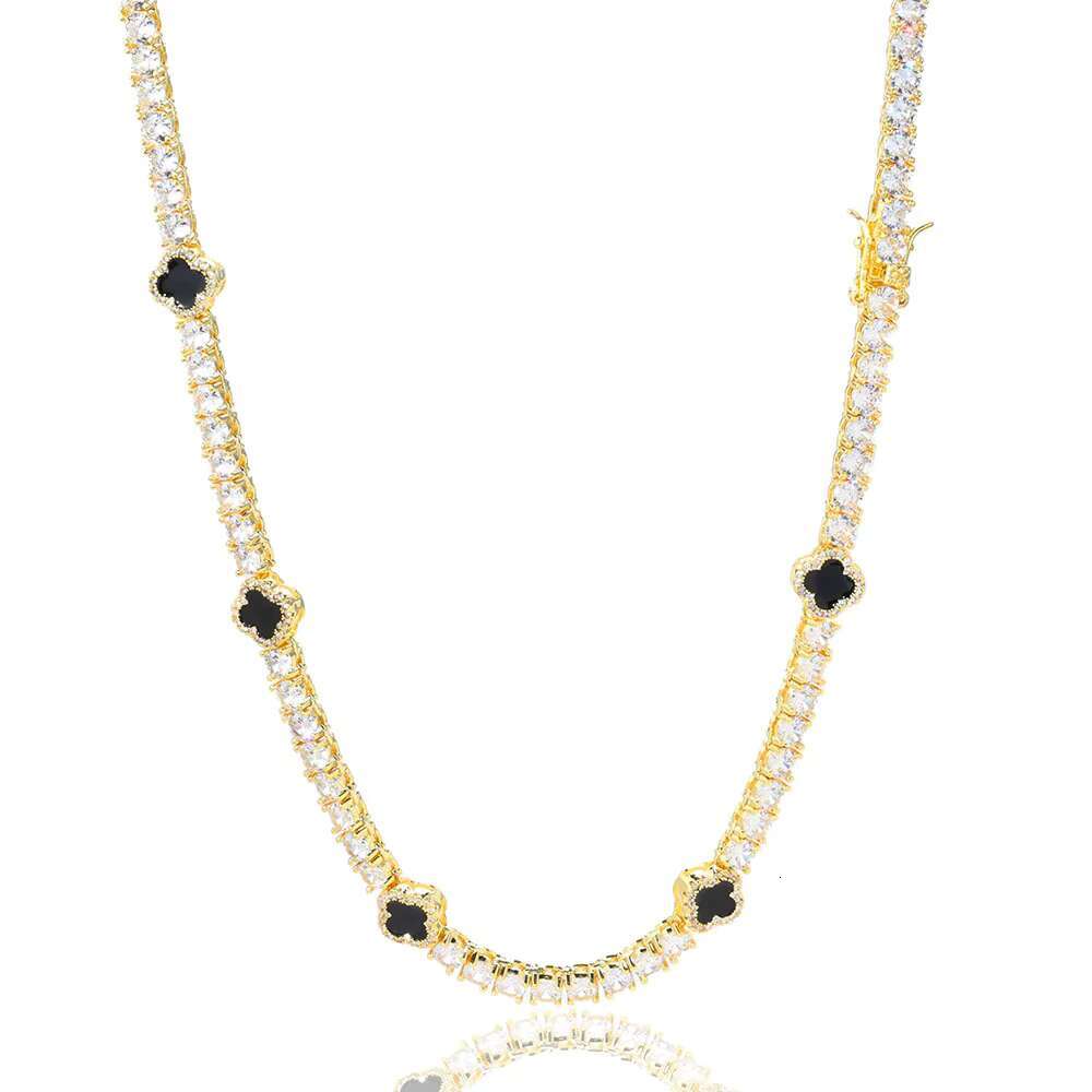 Women Fashion 4mm Clover Necklace Exquisite S925 Silver Moissanite Custom Hip Hop Fine Chains