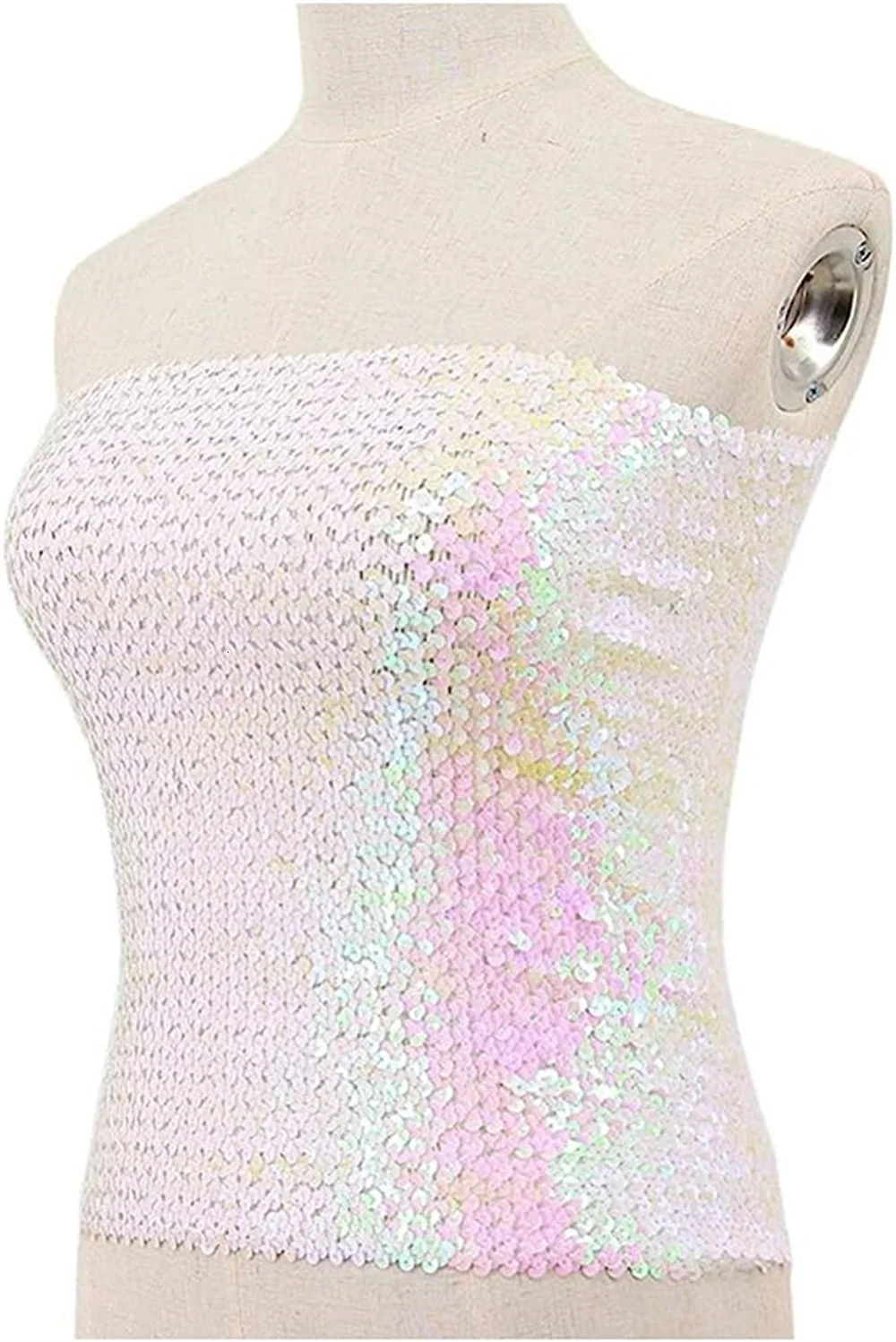 Womens Sparkly Sequin Mermaid Crop Tops Strapless Metallic Tube for Party Clubwear 250515