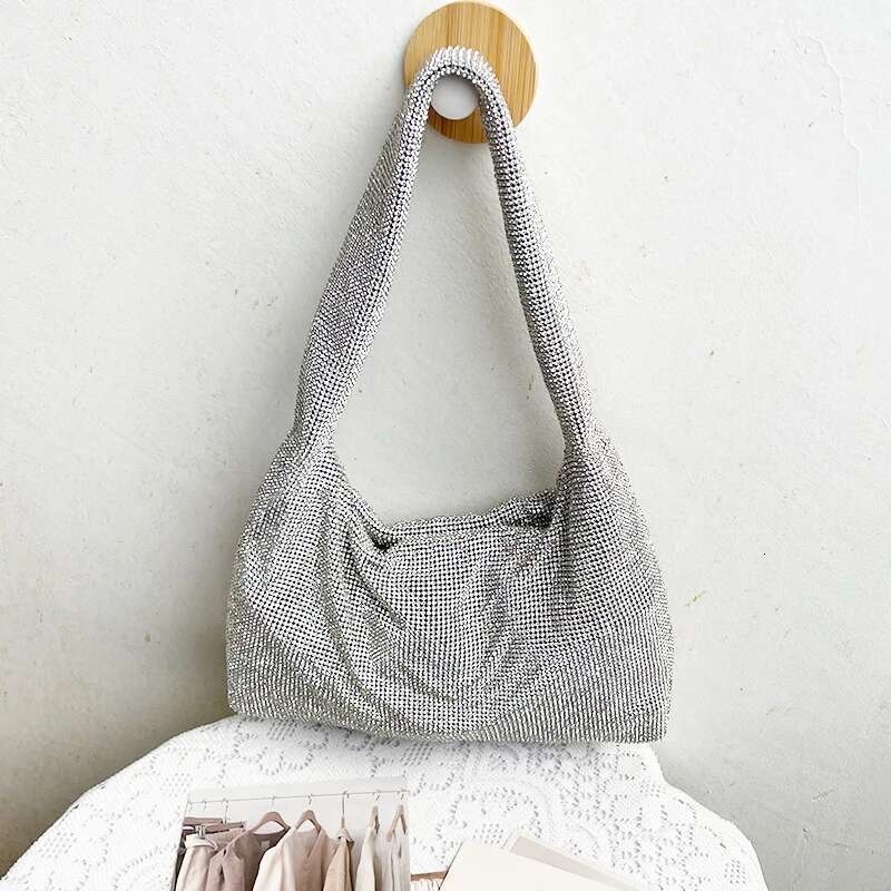 Rhinestones Evening Purses And Handbag Designer Hobo Shoulder Shiny Crystal Clutch Purse Bucket Bag