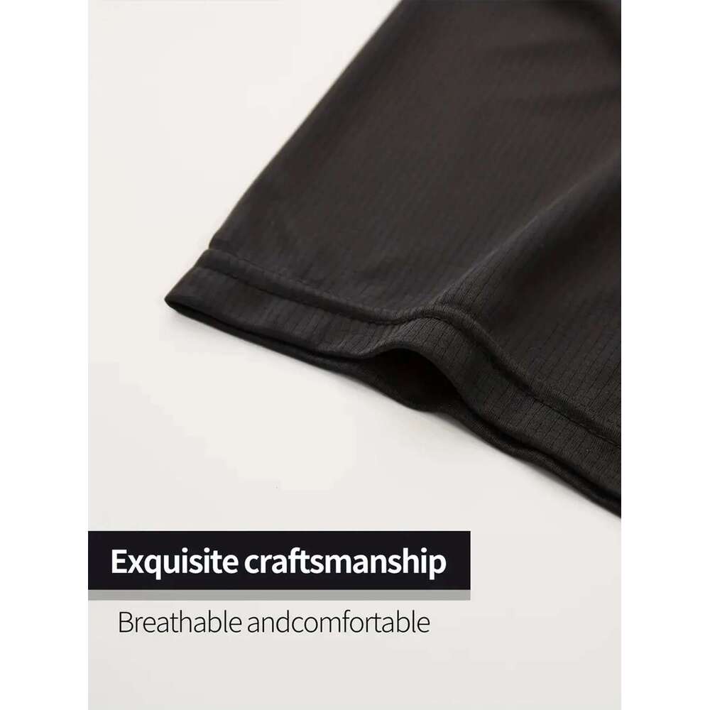 Round Neck T-Shirt 7-Piece Black Ultra-Light Men's Quick-Drying Breathable Sweat-Absorbent Shirt Suitable for Fiess Gym and Ru