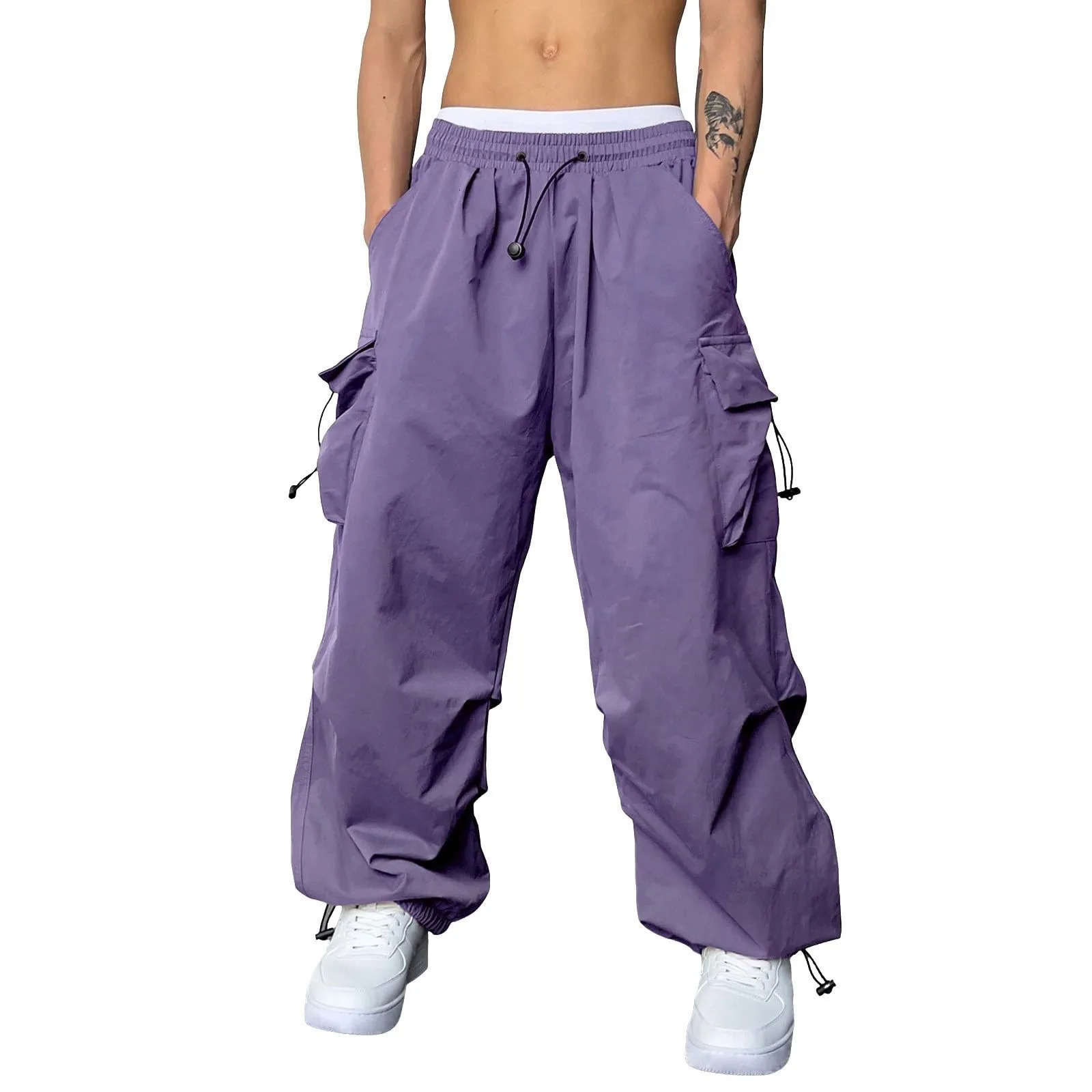 Cargo Pants For Men Baggy Long PantsMenS Parachute Lightweight Drawstring Loose Fit Hiking Casual 250515