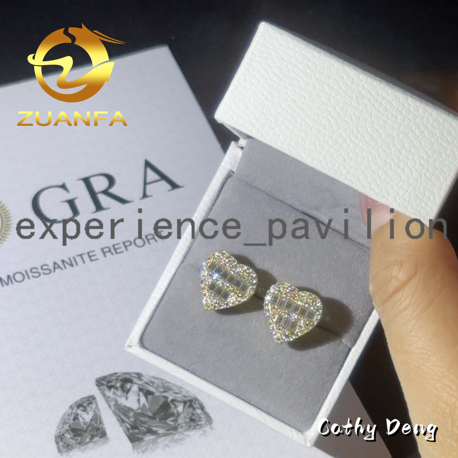 Ready Shipping Heart Shape Hip Hop Earring 925 Sterling Silver Moissanite Diamond Stud Earrings Pass Diamond Tester Screw Back