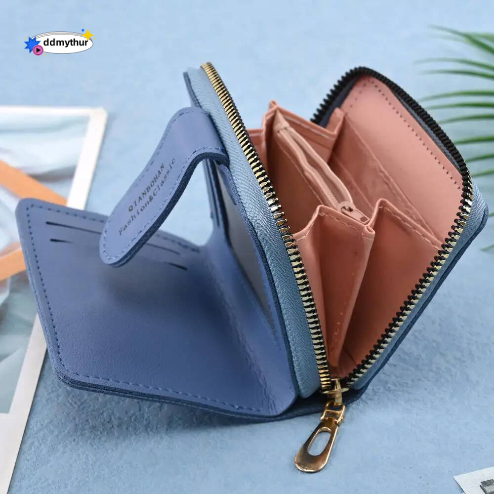 Embroidered Love Heart Fashion Ladies Multifunction Card Holders ID Holder Zipper Snap Short Wallet ddmythur