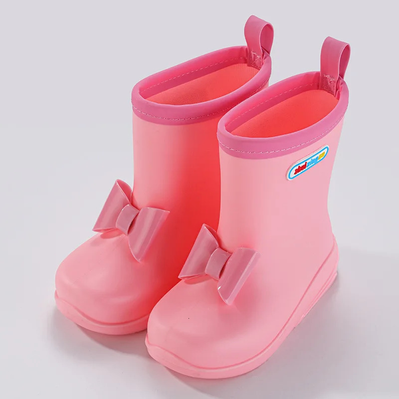 Girls Rain Boots Versatile Soft Waterproof Bow Sweet Princess Four Seasons Cute Kindergarten Children Casual Rainy Day Shoes 250515
