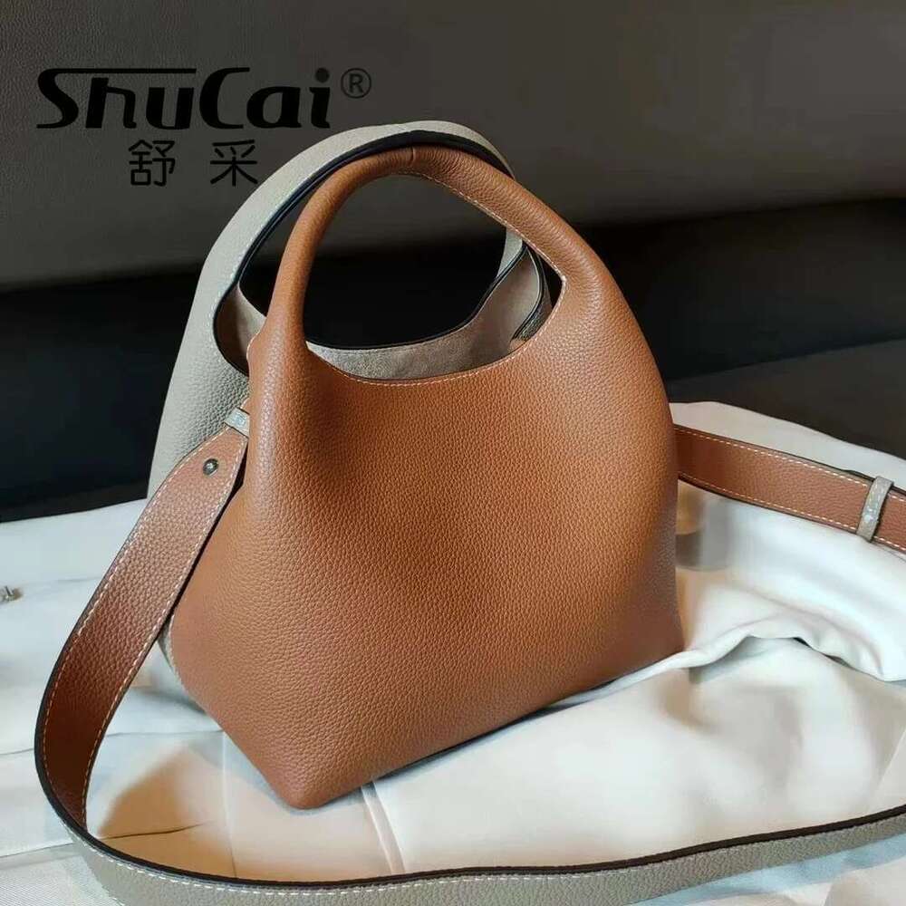 Genuine Leather bucket designer blocking and versatile single shoulder diagonal crossbody TOGO cowhide women's handbags