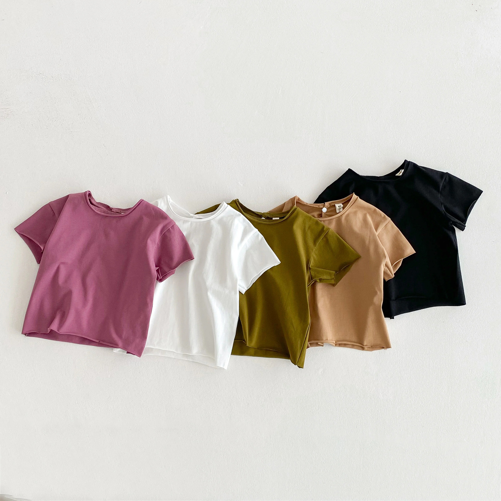 Infant Baby Boys Girls T-shirt Summer Thin born Vintage Toddler Solid T Shirt Cotton Short Sleeve Ruffles Tops Baby Clothes 250515