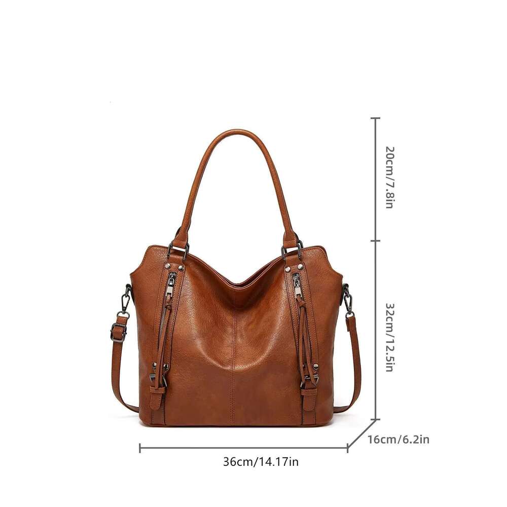 2Pcs Women,Fashion Tote Large Capacity Handbag, Shoulder Bag Purse Set, Professional Business Work Briefcase For Off