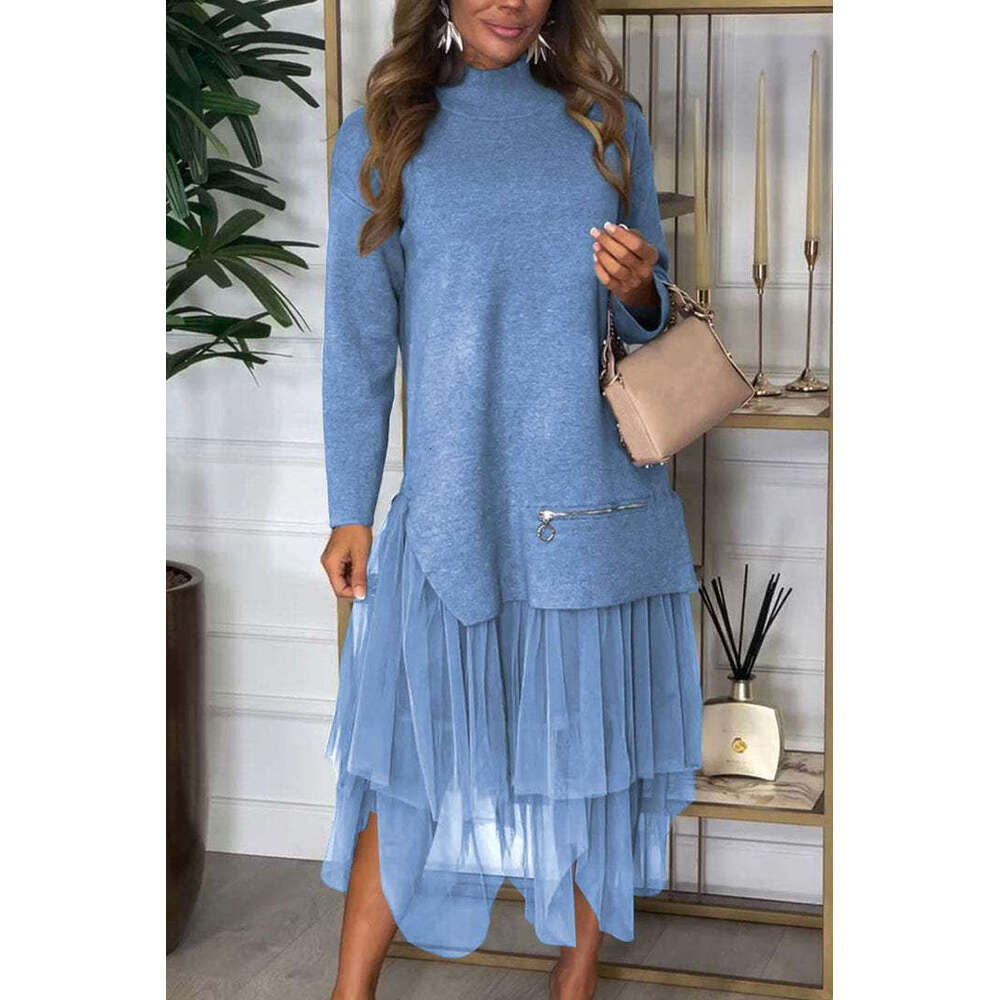 White Dress Maxi Dress 2024 New Collection _ Autumn/Winter Women's Casual Mesh Dress Set KQ
