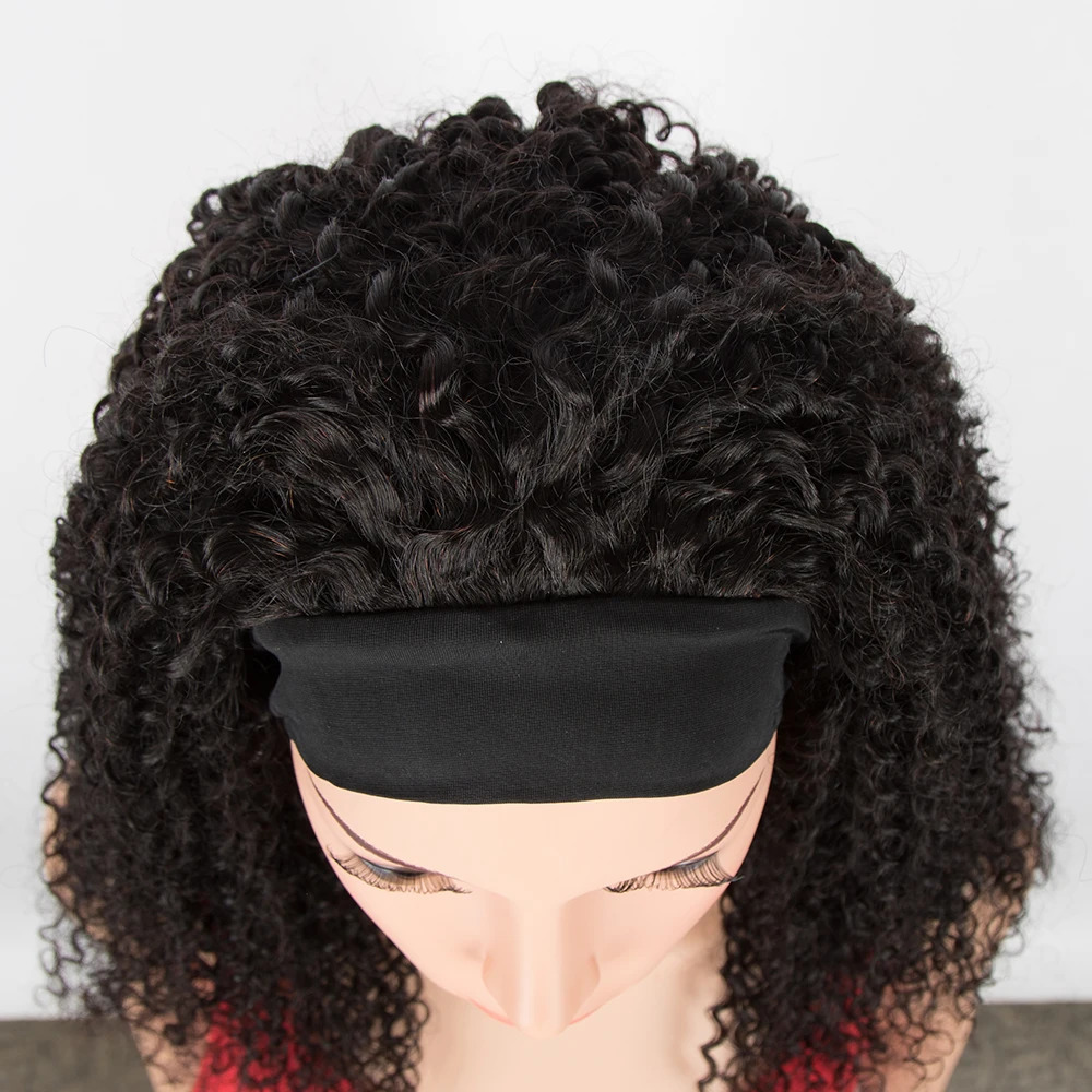 Kinky Curly Human Hair Headband Wig For Black Women 150% Density Brazilian Remy Full Machine Made Hair 250512