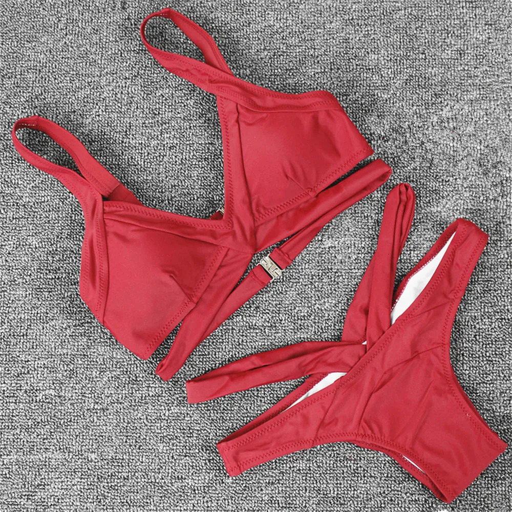 4 colors bikini set 2 piece Girl swimsuit women swimwear plus size women bandage Lady bikinis sexy Femle Bra panty set 250515