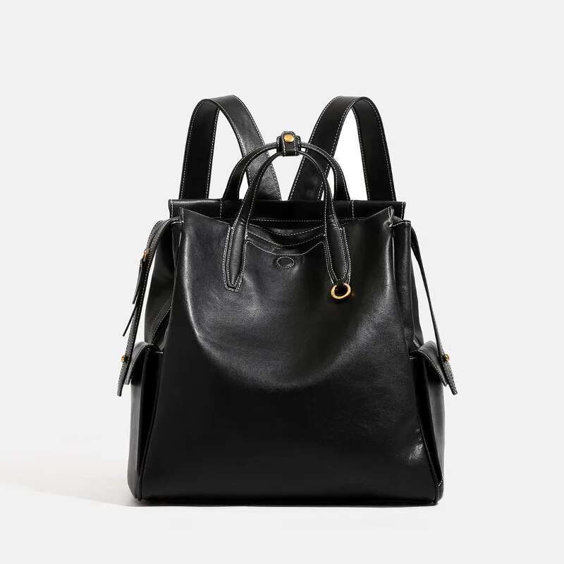 High end oil wax leather backpack with retro vegetable tanned leather, large capacity travel and commuting 14 inch computer bag