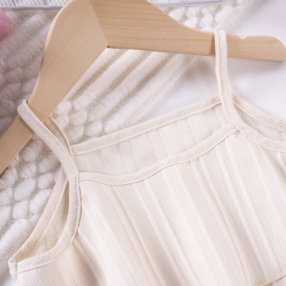 Girls Solid Color Suspenders Summer Suspenders Ruffles Wide Leg Pants 2 Pieces Dress Set White Cute Elegant Baby Clothes 250515