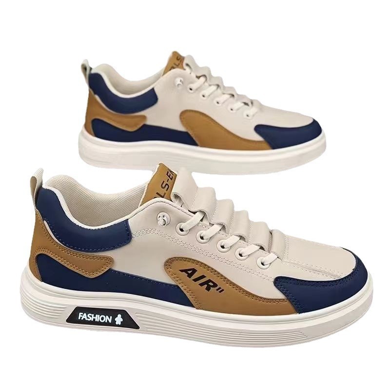 Summer 2025 New Men's Leather Breathable Versatile, Sports and Leisure, One Step Stepping, High end Feeling, White Board Shoes