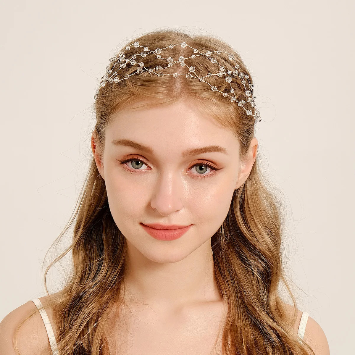 Delicate Pearl Hair Net for Women Handmade Hair Band Headband Girls Jewelry Accessories Wedding Birthday Queen Tiara 250509