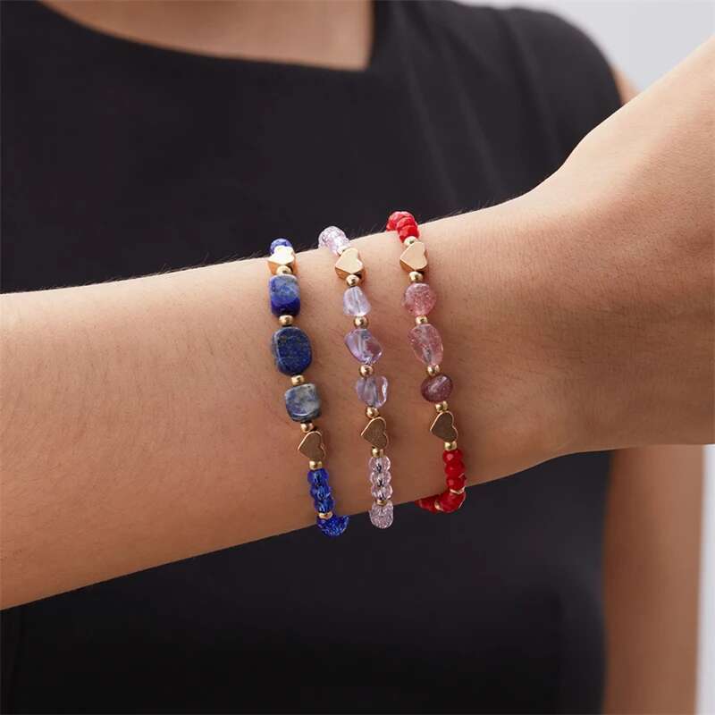 Natural Stone Love Heart Pendant Charm For Women Fashion Handmade Braid Adjustable Bracelet Energy Healing Jewelry Gift