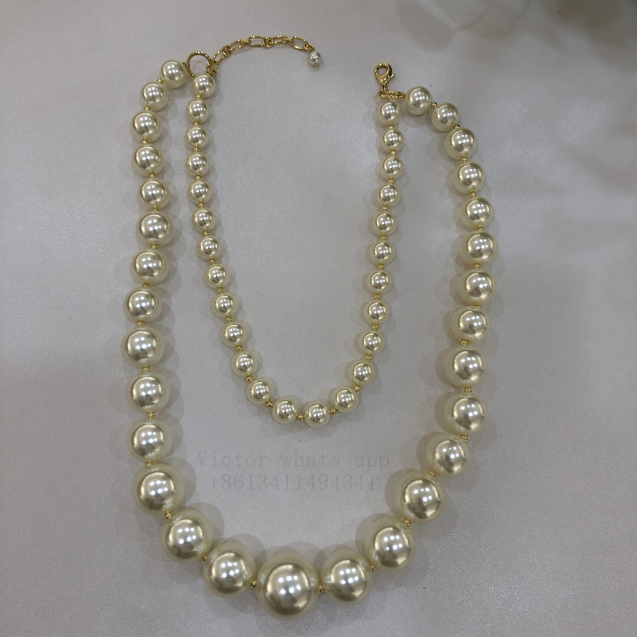 Top quality double BIG pearl necklace chain reinforced inner ring length 45+5CM Wholesale price customize You brand for women and men Pearl Necklace 0