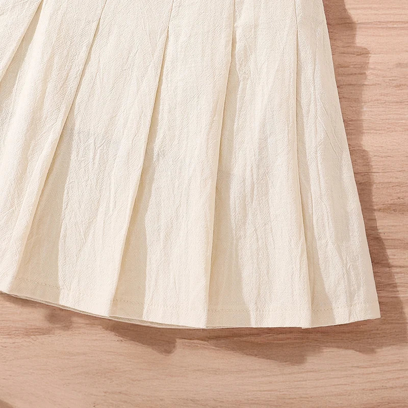 Fashion Clothes Sets For Kids Girls Beige Sleeveless Top With Skirt Simple And Generous Style Party Suit Casual Everyday Clothes 250515