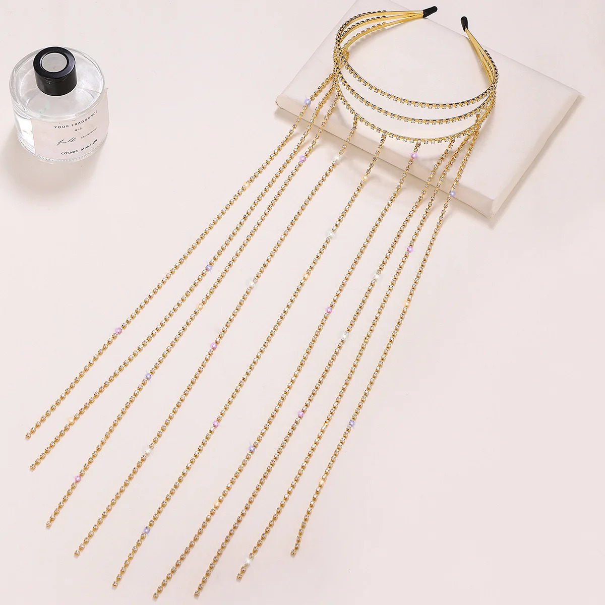Diamond tassel personality style multi-layer headband Europe and America exaggerated rhinestone tassel temperament headband fash 250509