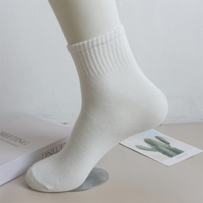 Men's Socks 8 Pairs Black Business Mid Length Soft Warm Autumn/winter Solid Color Casual Men's Socks Basketball Sports Socks
