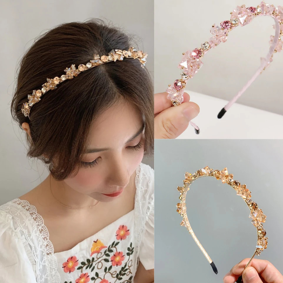Crystal Beads Hair Bands Women Girls Headwear Tooth Elastic Headbands Shiny Hair Hoops Accessories 250509
