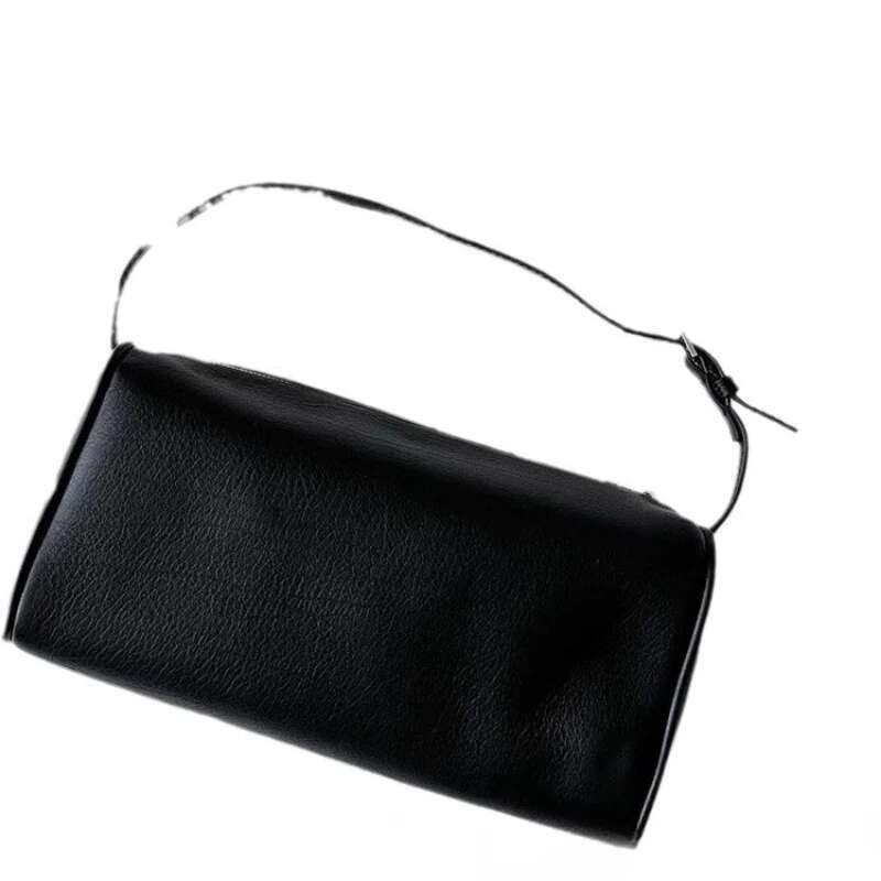 Cowhide pencil case versatile and high-end cylindrical bag, women's casual armpit handbag